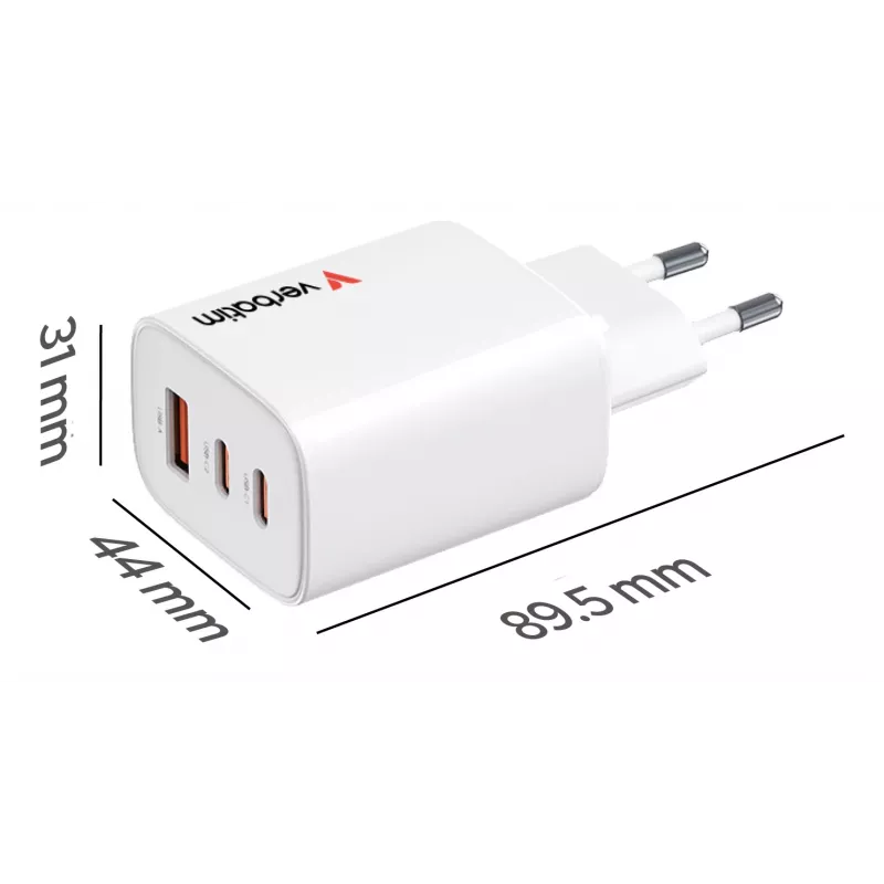Verbatim Essentials GaN Charger 65W EU plug biały, Indoor, AC, 20 V, biały