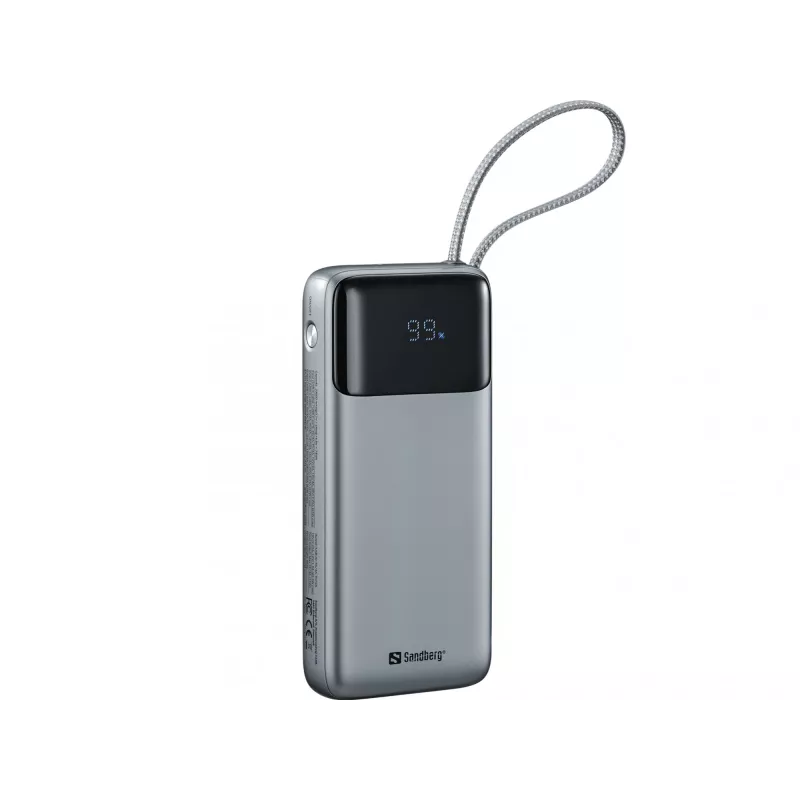 Powerbank SANDBERG All-in1 Powerbank 20000 PD 67W — 20000 mAh LiPo, 1×USB-A, 1×USB-C, wyjście 15W, czarny/szary