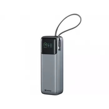 Przenośny powerbank SANDBERG All-in1 Powerbank 20000 PD 130W — 20000 mAh, LiPo, USB-A 1x, USB-C 1x, 130 W, czarny/szary