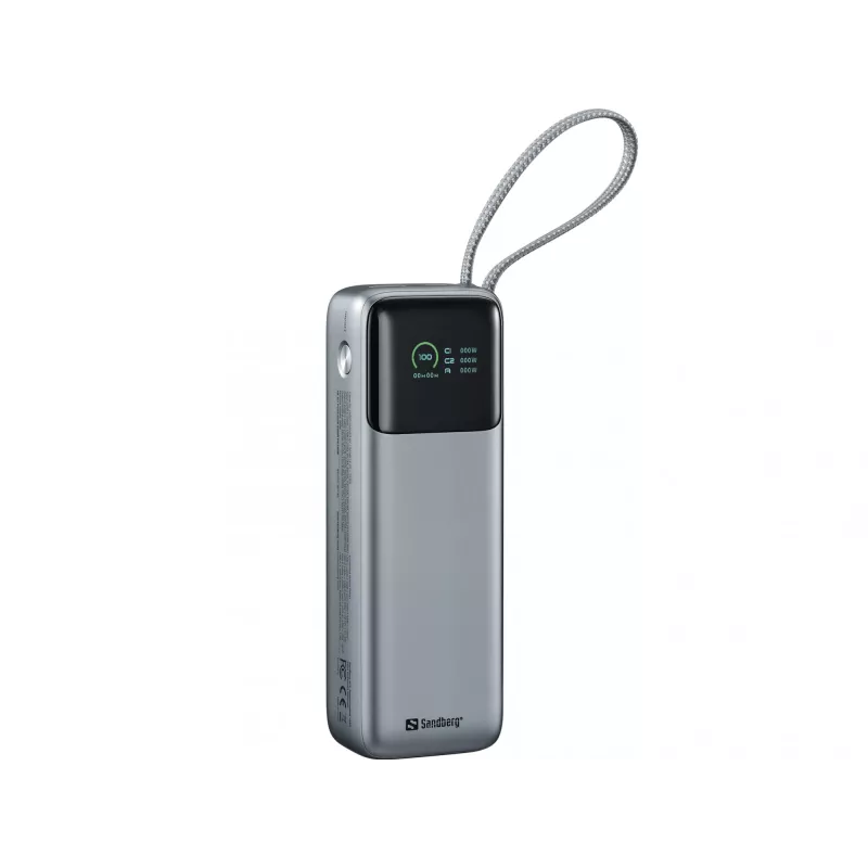 Przenośny powerbank SANDBERG All-in1 Powerbank 20000 PD 130W — 20000 mAh, LiPo, USB-A 1x, USB-C 1x, 130 W, czarny/szary