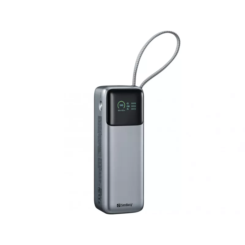 Powerbank SANDBERG All-in1 Powerbank 27000 PD 240W — 27000 mAh LiPo, 240W wyjście, 1× USB-A, 1× USB-C, 3.6V — Czarny/Szary