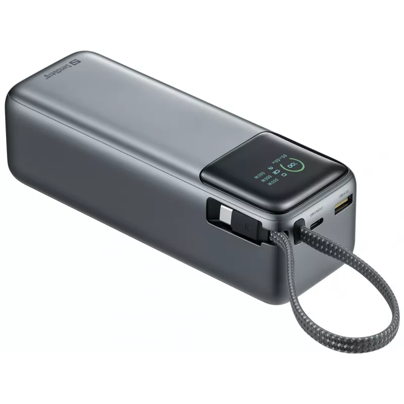 Powerbank SANDBERG All-in1 Powerbank 27000 PD 240W — 27000 mAh LiPo, 240W wyjście, 1× USB-A, 1× USB-C, 3.6V — Czarny/Szary