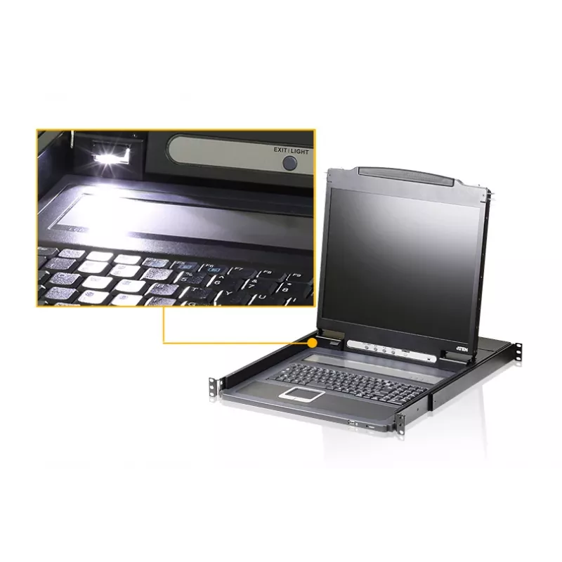 Konsola rackowa ATEN CL3000N 19 cali (48,3 cm) LCD 1280x1024 VGA USB/PS/2 Szwajcarski QWERTZ 1U Aluminium Czarna