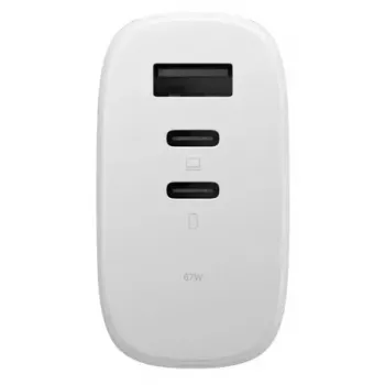 Szybka ładowarka GaN Native Union Fast Gan Charger Pd 67W biała Intl 2C1A USB‑C 2 porty 67W AC 100–240V zabezpieczenie przed przeteżeniem przepięciem przegrzaniem