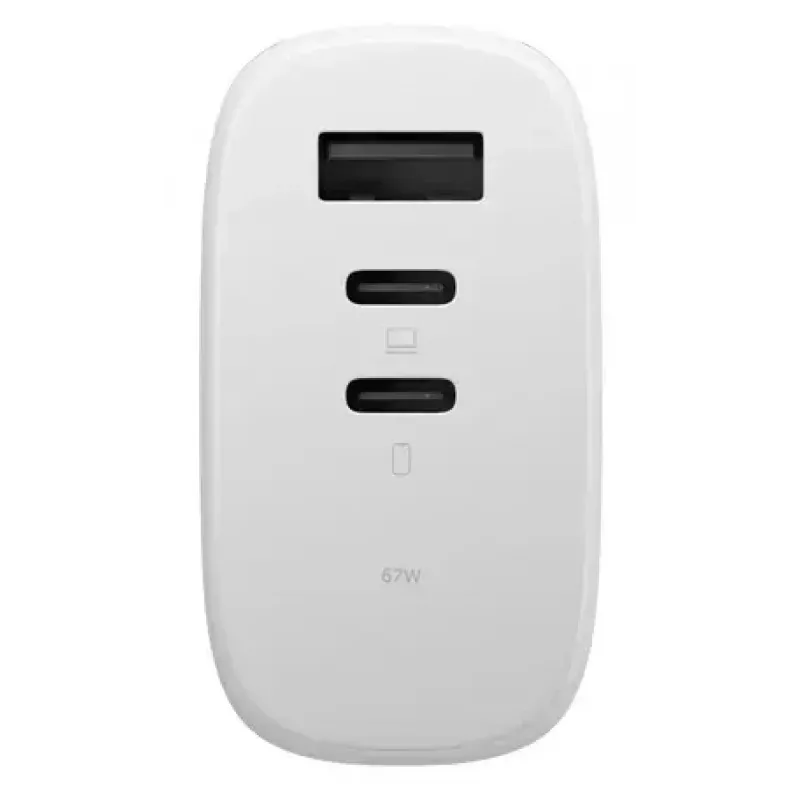 Szybka ładowarka GaN Native Union Fast Gan Charger Pd 67W biała Intl 2C1A USB‑C 2 porty 67W AC 100–240V zabezpieczenie przed przeteżeniem przepięciem przegrzaniem