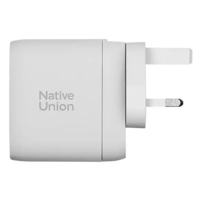 Szybka ładowarka GaN Native Union Fast Gan Charger Pd 67W biała Intl 2C1A USB‑C 2 porty 67W AC 100–240V zabezpieczenie przed przeteżeniem przepięciem przegrzaniem