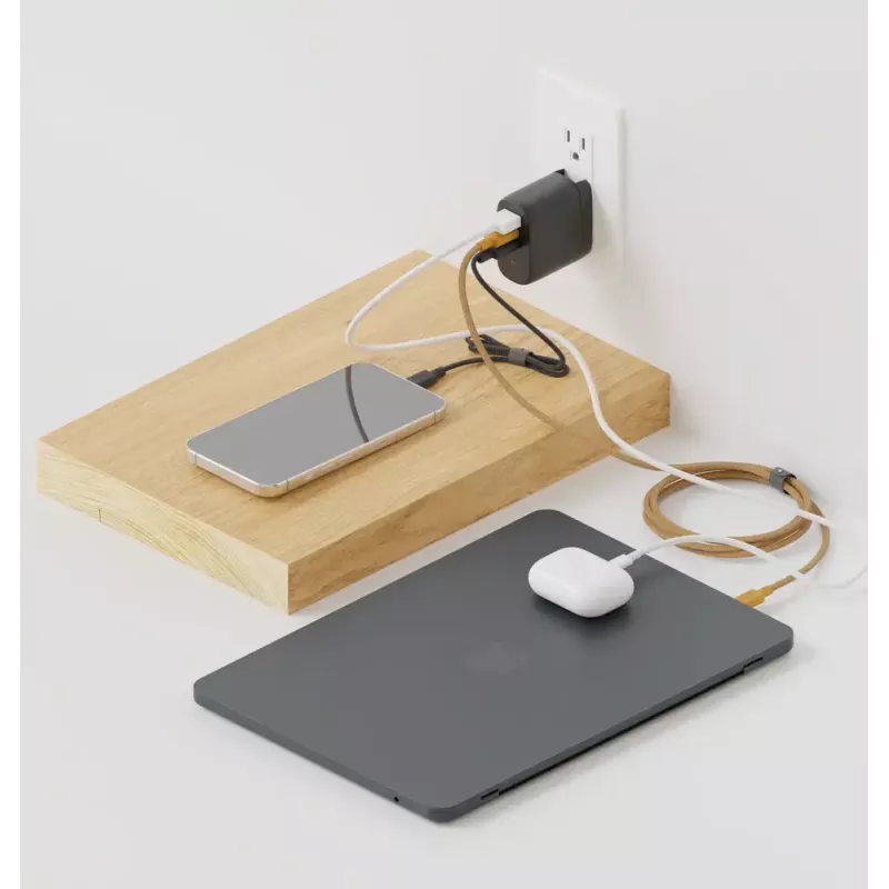Szybka ładowarka GaN Native Union Fast Gan Charger Pd 67W biała Intl 2C1A USB‑C 2 porty 67W AC 100–240V zabezpieczenie przed przeteżeniem przepięciem przegrzaniem