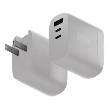 Szybka ładowarka GaN Native Union Fast Gan Charger Pd 67W biała Intl 2C1A USB‑C 2 porty 67W AC 100–240V zabezpieczenie przed przeteżeniem przepięciem przegrzaniem