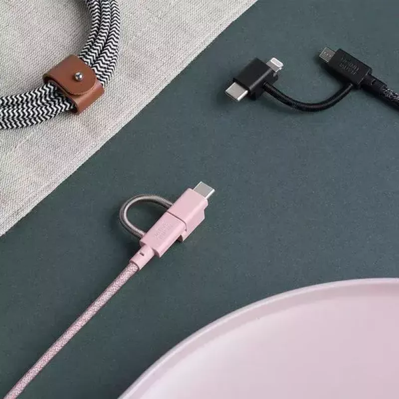 Kabel USB 2.0 native union BELT-ULC-ZEB-NP 2 m USB A do USB‑C / Micro‑USB B / Lightning Czarny Biały