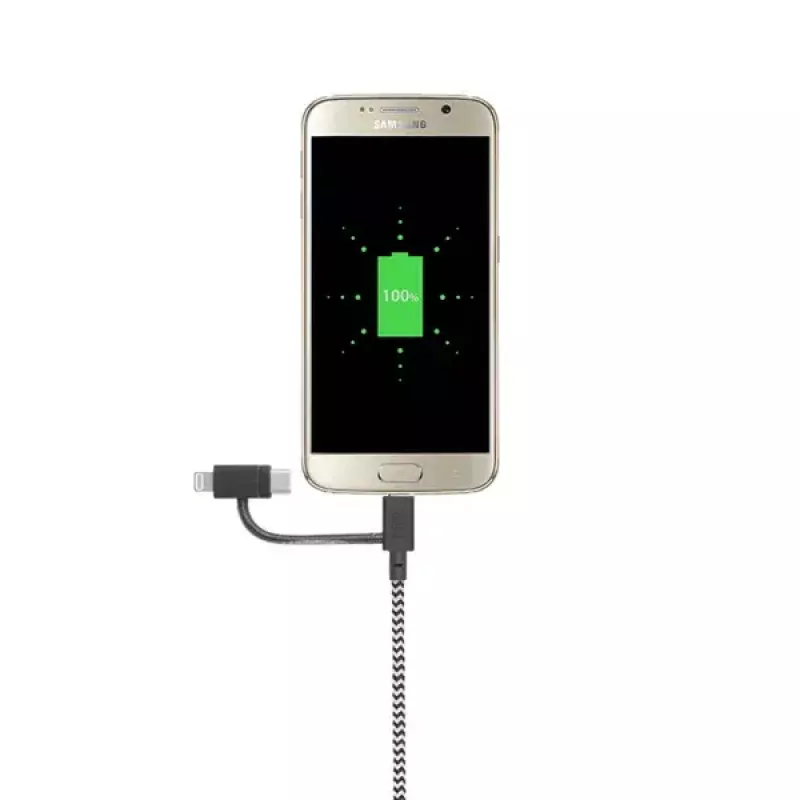 Kabel USB 2.0 native union BELT-ULC-ZEB-NP 2 m USB A do USB‑C / Micro‑USB B / Lightning Czarny Biały