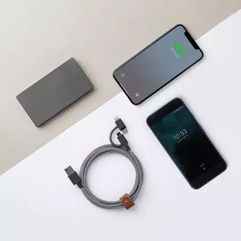Kabel USB 2.0 native union BELT-ULC-ZEB-NP 2 m USB A do USB‑C / Micro‑USB B / Lightning Czarny Biały