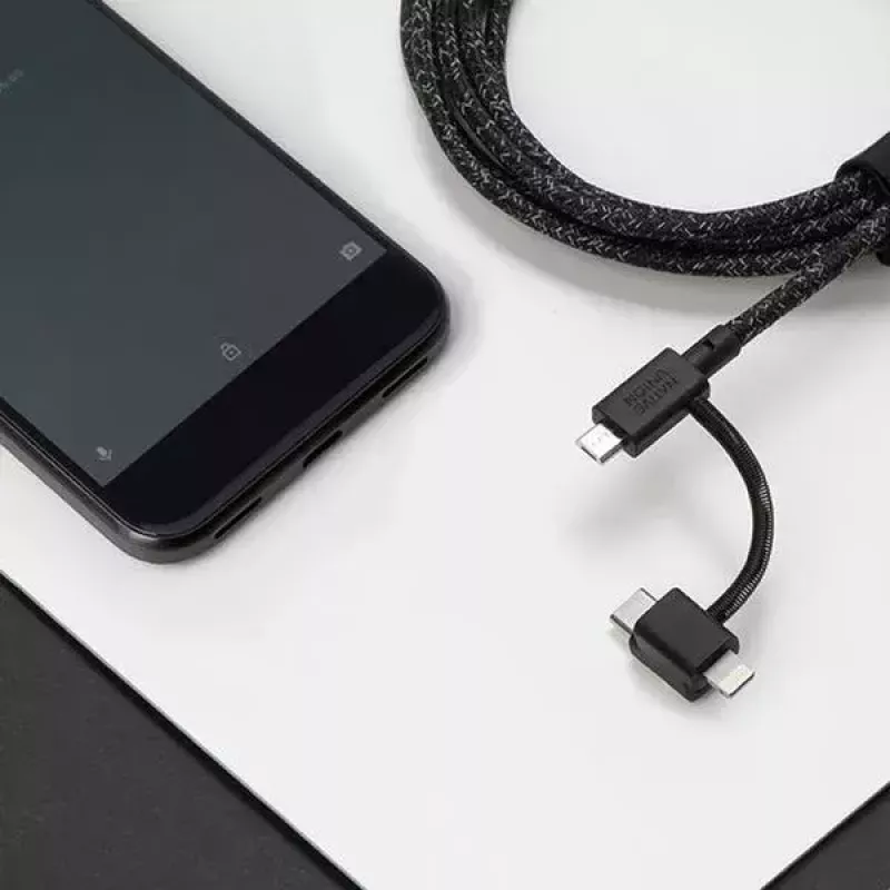 Kabel USB 2.0 native union BELT-ULC-ZEB-NP 2 m USB A do USB‑C / Micro‑USB B / Lightning Czarny Biały