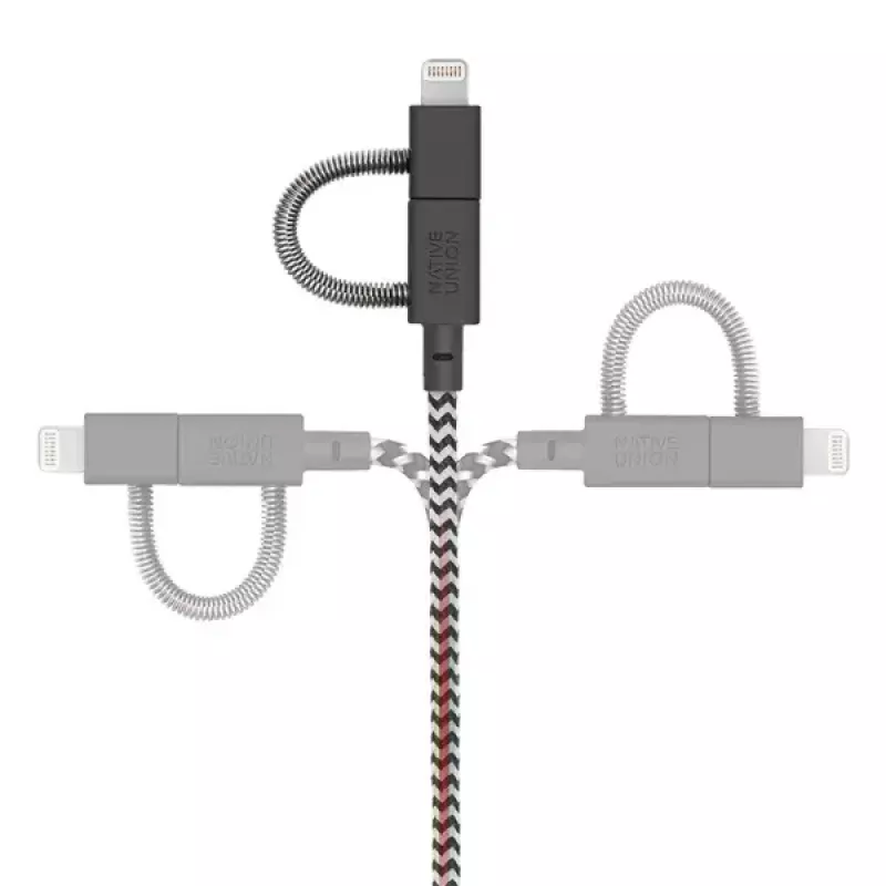 Kabel USB 2.0 native union BELT-ULC-ZEB-NP 2 m USB A do USB‑C / Micro‑USB B / Lightning Czarny Biały