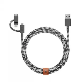Kabel USB 2.0 native union BELT-ULC-ZEB-NP 2 m USB A do USB‑C / Micro‑USB B / Lightning Czarny Biały