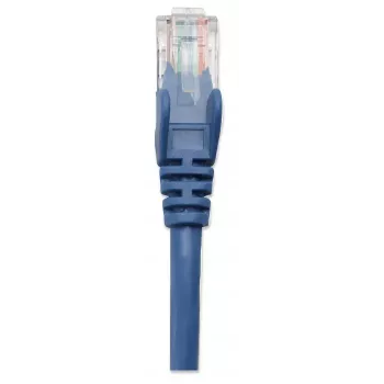 Intellinet sieciowy kabel krosowy, Cat5e, 0.5m, niebieski, CCA, U/UTP, PVC, RJ45, pozłacane styki, bezzaczepowa osłona, z odciążką, dożywotnia gwarancja
