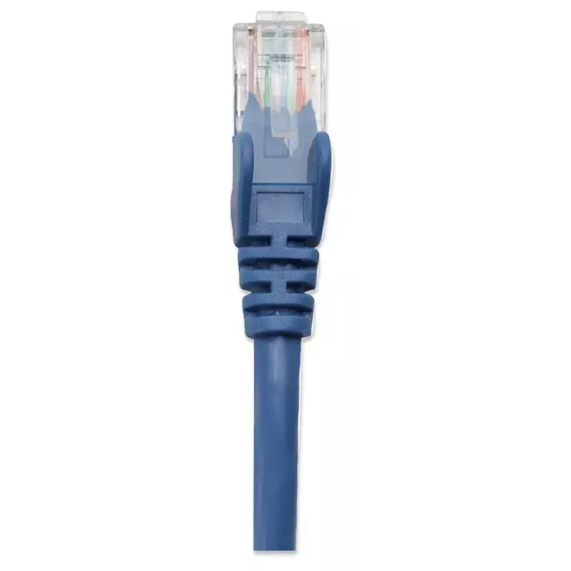 Intellinet sieciowy kabel krosowy, Cat5e, 0.5m, niebieski, CCA, U/UTP, PVC, RJ45, pozłacane styki, bezzaczepowa osłona, z odciążką, dożywotnia gwarancja