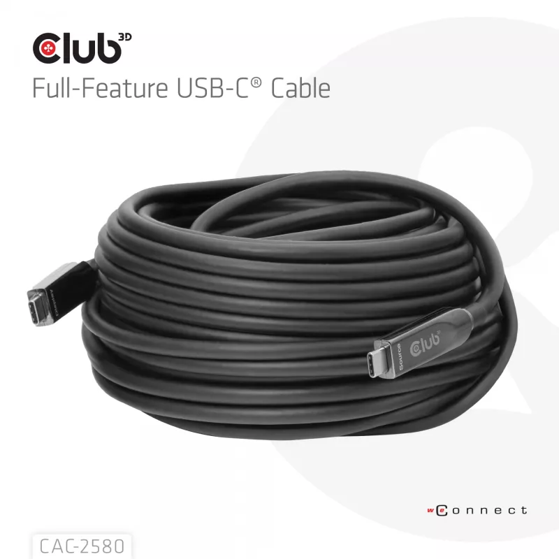 CLUB3D 15M Full-Feature USB-C® kabel / 49.21ft 8K60Hz 10Gbps 60W
