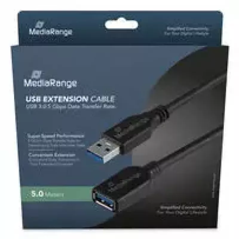 Kabel USB A do USB A MediaRange MRCS241 USB 3.2 Gen 1 (5 Gbit/s) 5 m Czarny