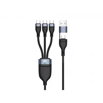 Conceptronic ETTA06B15C 3 w 1 kabel do szybkiego ładowania 100W 1,5 m, potrójny USB-C, USB 2.0, E-Mark