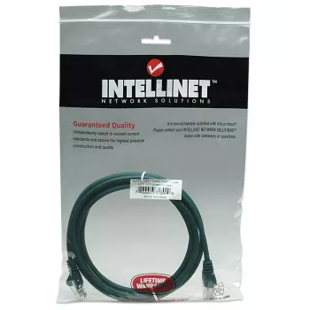 Intellinet sieciowy Patch kabel, Cat5e, 2m, zielony, CCA, U/UTP, PVC, RJ45, pozłacane styki, bezzaczepowa, osłonięta, dożywotnia gwarancja