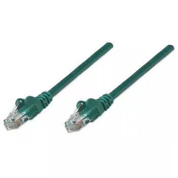 Kabel krosowy sieciowy Intellinet, Kat. 5e, 5 m, zielony, CCA, U/UTP, PVC, RJ45, pozłacane styki, bezzaczepowa osłona, z osłoną, dożywotnia gwarancja