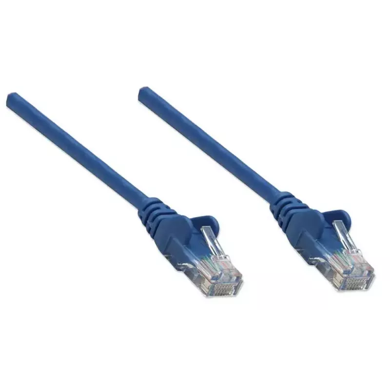 Intellinet sieciowy kabel krosowy, Cat5e, 3m, niebieski, CCA, U/UTP, PVC, RJ45, pozłacane styki, bezzaczepowa osłona, odciążka, dożywotnia gwarancja