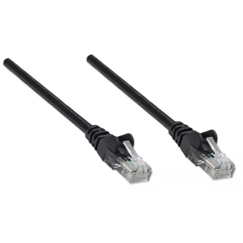 Intellinet sieciowy Patch kabel, Cat6, 5 m, Czarny, CCA, U/UTP, PVC, RJ45, Styki pozłacane, Snagless, Osłonięty, Dożywotnia gwarancja