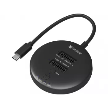 Sandberg USB3.2 Cloner Dock do NVMe M.2 SSD, Czarny, 20 Gbit/s