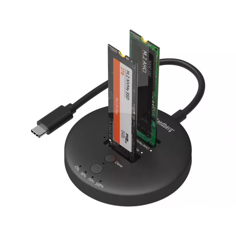 Sandberg USB3.2 Cloner Dock do NVMe M.2 SSD, Czarny, 20 Gbit/s