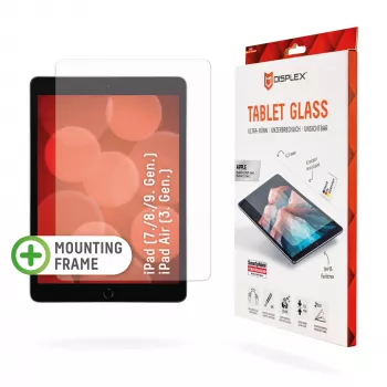 Szkło ochronne Displex Tablet Glass (9H) do Apple iPad (7./8./9. gen.)/Air (3. gen.), ramka montażowa Eco, nietłukące, ultracienkie, niewidoczne