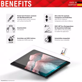 Szkło ochronne Displex Tablet Glass (9H) do Apple iPad (7./8./9. gen.)/Air (3. gen.), ramka montażowa Eco, nietłukące, ultracienkie, niewidoczne