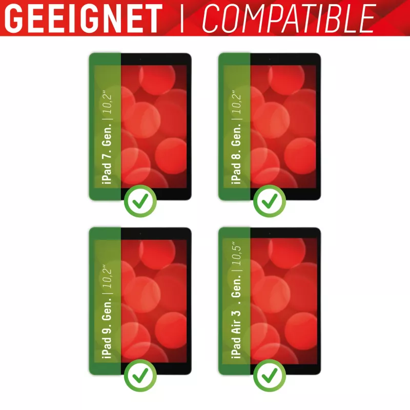 Szkło ochronne Displex Tablet Glass (9H) do Apple iPad (7./8./9. gen.)/Air (3. gen.), ramka montażowa Eco, nietłukące, ultracienkie, niewidoczne