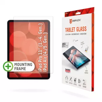 Displex Tablet Glass (9H) do Apple iPad Pro 11'' (1./2./3./4. Gen.)/Air (4./5. Gen.), ramka montażowa Eco, nietłukące się, ultracienkie, niewidoczne