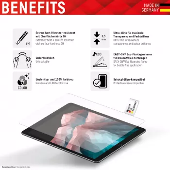 Displex Tablet Glass (9H) do Apple iPad Pro 11'' (1./2./3./4. Gen.)/Air (4./5. Gen.), ramka montażowa Eco, nietłukące się, ultracienkie, niewidoczne