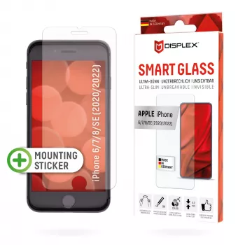 Displex Smart Glass (9H) do Apple iPhone 6/7/8/SE (2020/2022), naklejka montażowa, nietłukące się, ultracienkie, niewidoczne