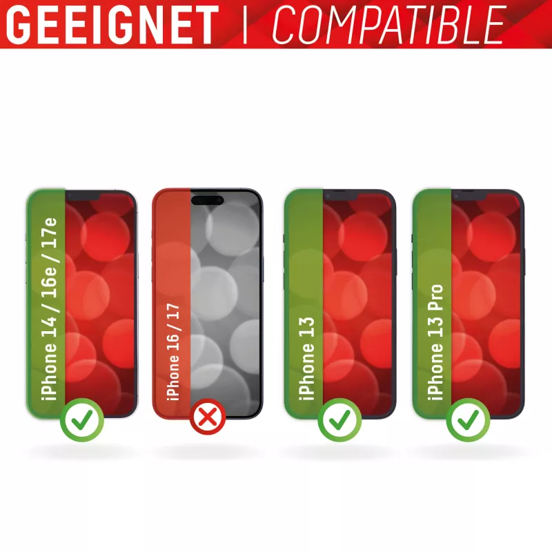 Displex Smart Glass (9H) do Apple iPhone 13/13 Pro/14/16e/17e, naklejki montażowe, nietłukące się