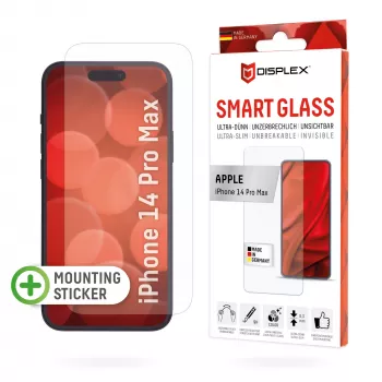 Displex Smart Glass (9H) dla Apple iPhone 14 Pro Max, naklejki montażowe, nietłukące, ultracienkie, niewidoczne