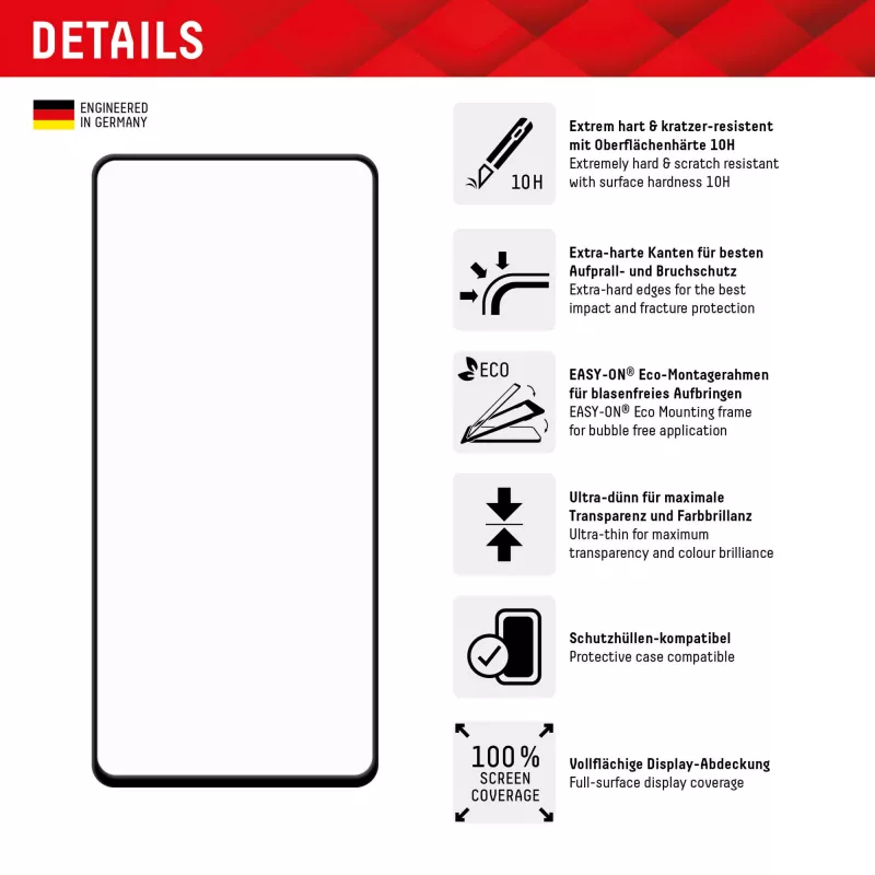 Displex Full Cover Screen Protector (10H) do Samsung Galaxy A54 5G, Eco Mounting Frame, Pełne Pokrycie
