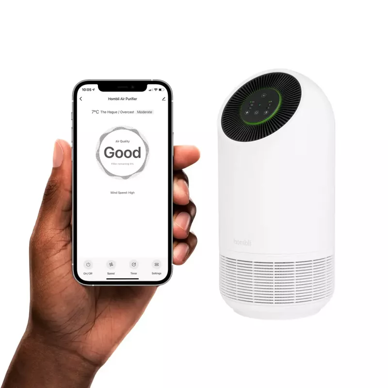 Oczyszczacz powietrza Hombli Smart Air Purifier by Avanca International BV, poziom hałasu 30 dB, dostępny w kolorze białym i czarnym