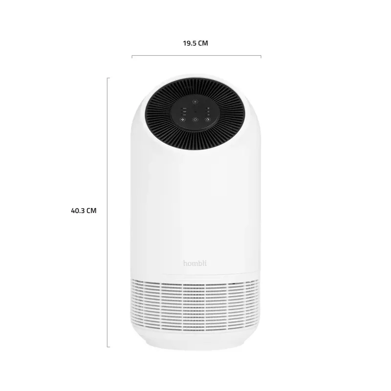 Oczyszczacz powietrza Hombli Smart Air Purifier by Avanca International BV, poziom hałasu 30 dB, dostępny w kolorze białym i czarnym