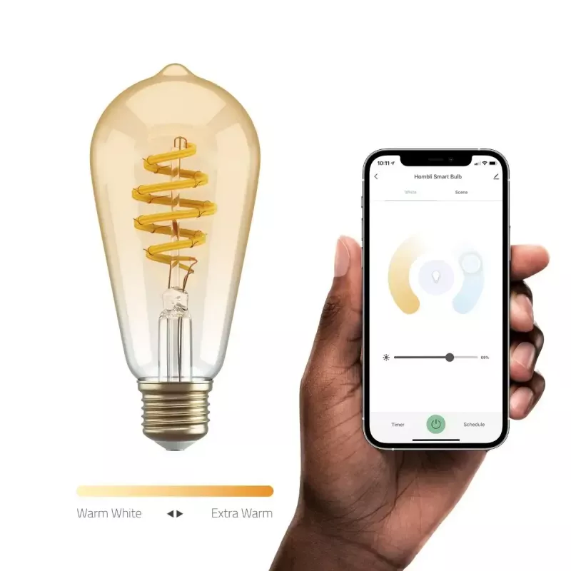 Inteligentna żarówka Hombli HBEB-0212 Wi‑Fi 5,5 W, złoty, klasa energetyczna A–G, Ø61×142 mm
