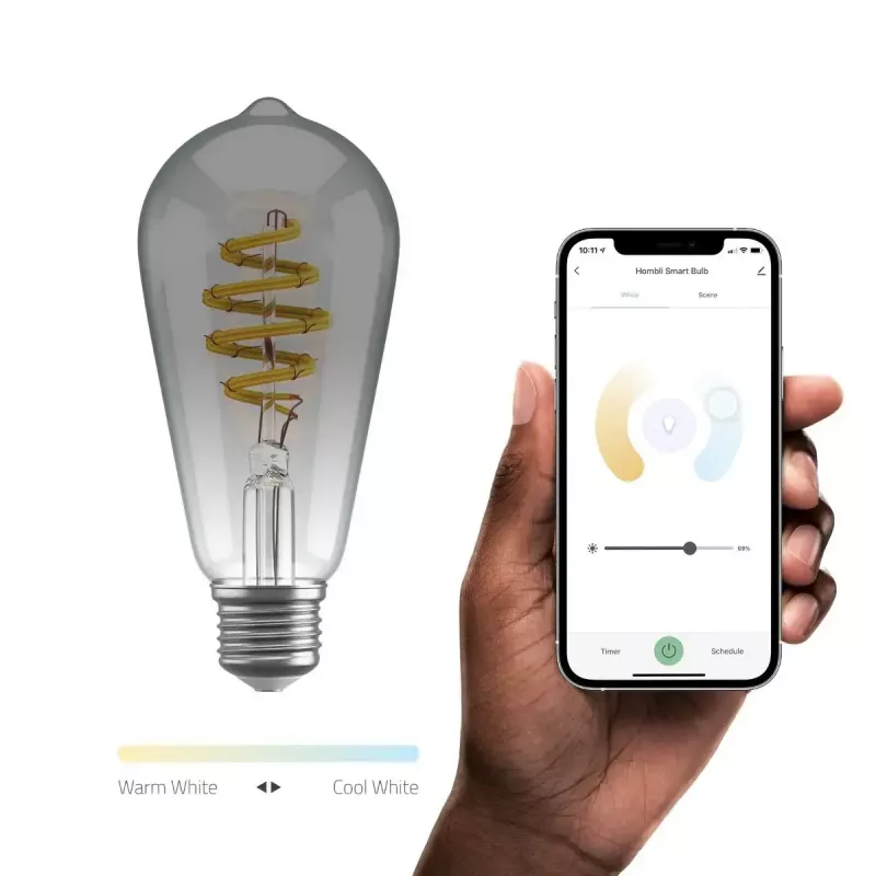 Inteligentna żarówka Avanca International BV Hombli HBEB-0211, Wi‑Fi, 5,5 W, szara, A19 (6,1×14,2 cm)