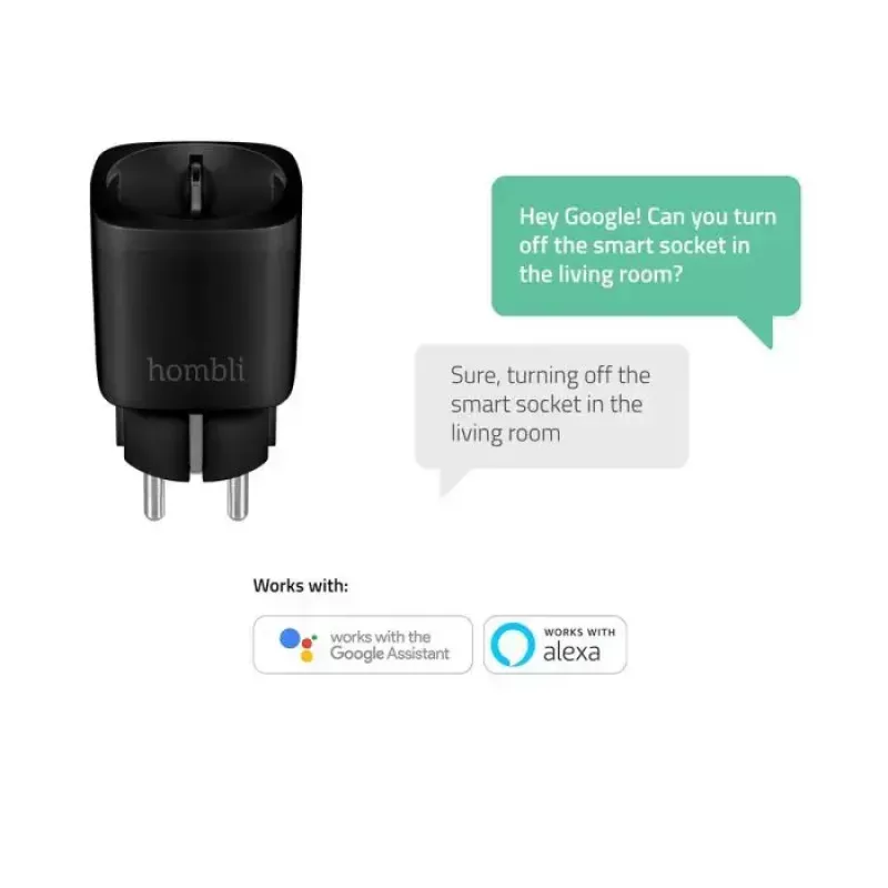 Inteligentne gniazdko Avanca International BV Hombli Smart Socket EU Czarny — Wi‑Fi, 220–250V, 3,68kW, wewnętrzne, plastikowe
