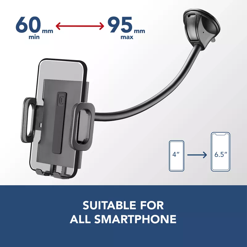 Sourcing Cellularline Hug Flexi XL uniwersalny pasywny uchwyt z przyssawką do telefonów komórkowych, czarny/szary