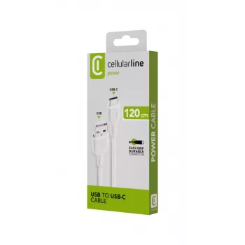 Kabel zasilający Cellularline 120 cm USB-C USB A Męski Biały
