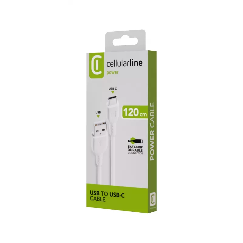 Kabel zasilający Cellularline 120 cm USB-C USB A Męski Biały