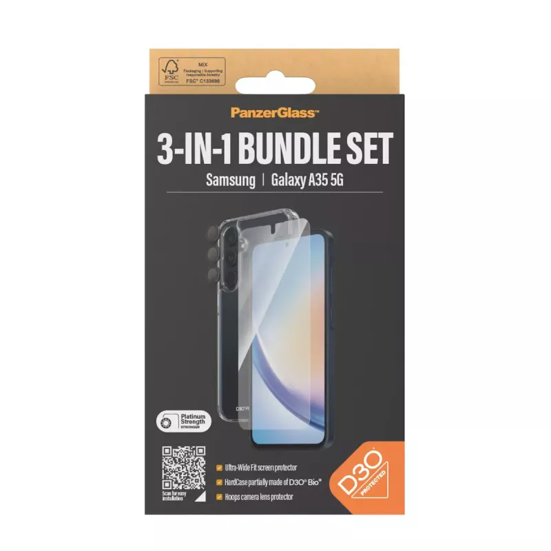 PanzerGlass® Pakiet ochronny 3-w-1 Samsung Galaxy A35 5G | Ultra-Wide Fit z EasyAligner