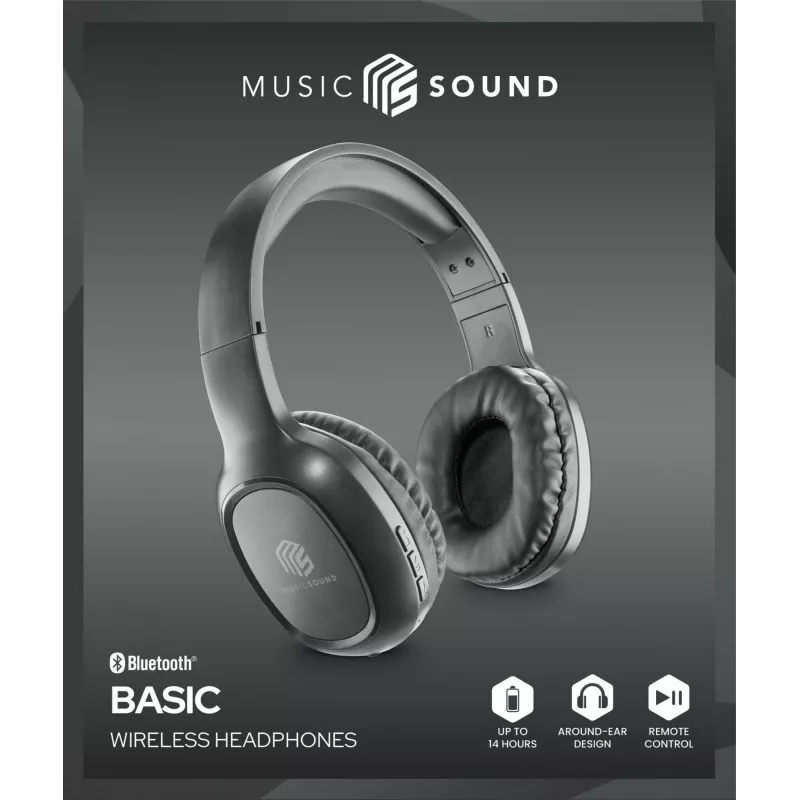 Bezprzewodowy zestaw słuchawkowy nauszny Music Sound Basic Bluetooth z pilotem i mikrofonem