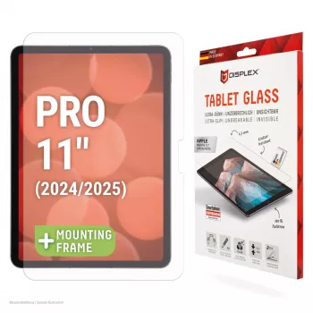 Displex Tablet Glass (9H) do Apple iPad Pro 11'' (2025/2024), ekologiczna ramka montażowa, nietłukąca, ultracienka, niewidoczna
