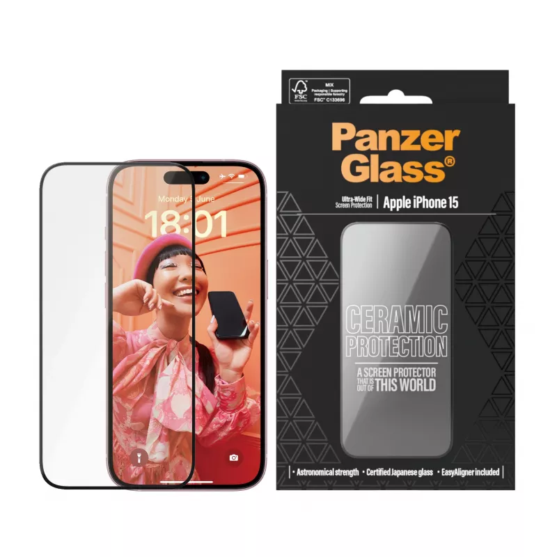 PanzerGlass Ceramic Protection do iPhone 15 Ultra-Wide Fit odporne na zarysowania i wstrząsy